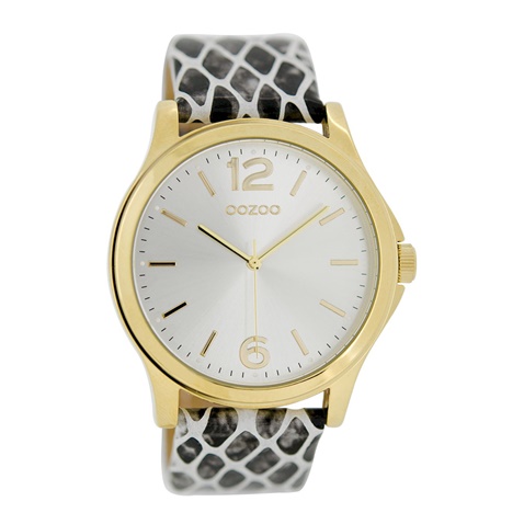 OOZOO-Γυναικείο δερμάτινο ρολόι OOZOO TIMEPIECES λευκό-γκρι