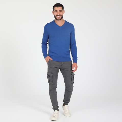 BOSS-Ανδρικό πλεκτό BOSS CASUAL ALBONOP μπλε