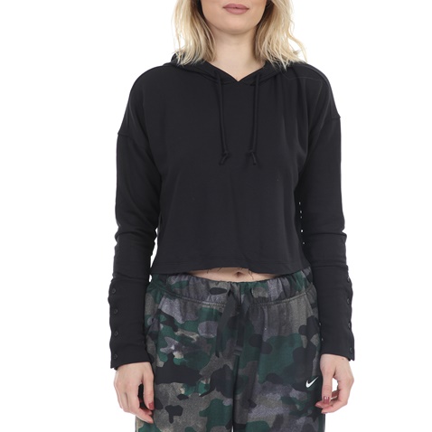 NIKE-Γυναικεία cropped φούτερ μπλούζα NIKE YOGA LUXE CROPPED HOODIE μαύρη