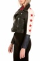 GOOSECRAFT-Γυναικείο δερμάτινο jacket GOOSECRAFT DEY BIKER μαύρο λευκό μπλε