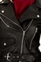 GOOSECRAFT-Γυναικείο δερμάτινο jacket GOOSECRAFT DEY BIKER μαύρο λευκό μπλε