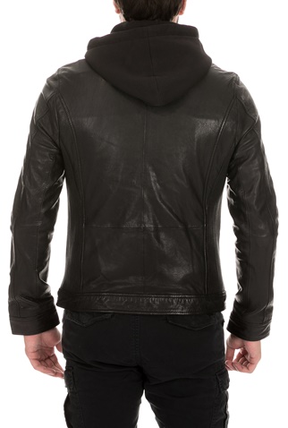 GOOSECRAFT-Ανδρικό δερμάτινο jacket GOOSECRAFT BRADLEY BIKER μαύρο