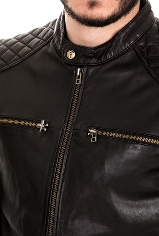 GOOSECRAFT-Ανδρικό δερμάτινο jacket GOOSECRAFT ARDEN BIKER μαύρο