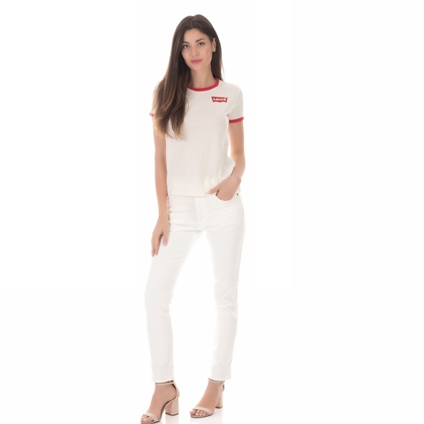 LEVI'S-Γυναικεία κοντομάνικη μπλούζα PERFECT RINGER LEVI'S λευκή