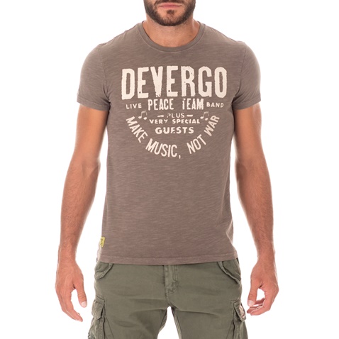 DEVERGO JEANS-Ανδρική μπλούζα DEVERGO JEANS καφέ-γκρι