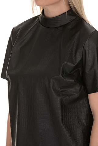 LA DOLLS-Γυναικεία δερμάτινη μπλούζα SNAKE LEATHER LA DOLLS μαύρη