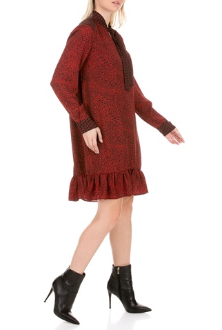 LA DOLLS-Γυναικείο mini φόρεμα LA DOLLS TWO PRINTS κόκκινο μαύρο