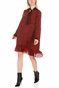 LA DOLLS-Γυναικείο mini φόρεμα LA DOLLS TWO PRINTS κόκκινο μαύρο