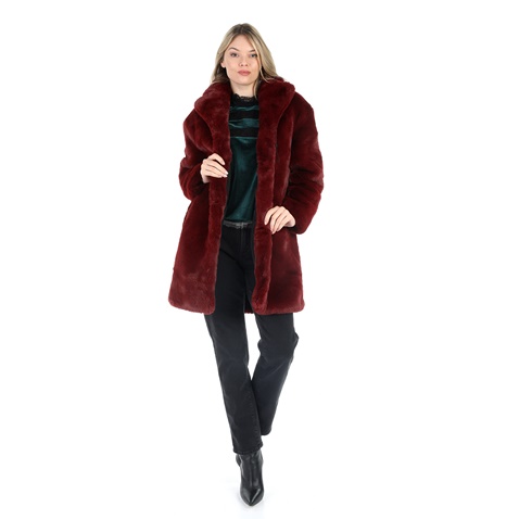 TAVUS-Γυναικείο γούνινο παλτό TAVUS κόκκινο