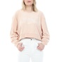 NIKE-Γυναικεία cropped φούτερ μπλούζα NIKE NSW RETRO FEMME CREW TERRY ροζ