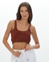 NIKE-Γυναικείο αθλητικό top NIKE CV0576 THE NIKE YOGA LUXE CROP TANK καφέ