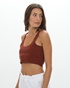 NIKE-Γυναικείο αθλητικό top NIKE CV0576 THE NIKE YOGA LUXE CROP TANK καφέ