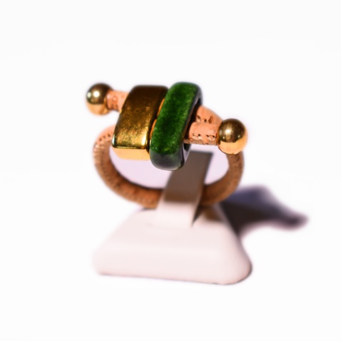 APOXYLO-Γυναικείο δαχτυλίδι APOXYLO GIGI RING εκρού πράσινο