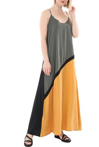 GLAMAZONS-Γυναικείο μακρύ φόρεμα GLAMAZONS FIRA 2 χακί κίτρινο