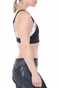 NIKE-Γυναικείο αθλητικό μπουστάκι NIKE INDY METALLIC LOGO BRA μαύρο ασημί