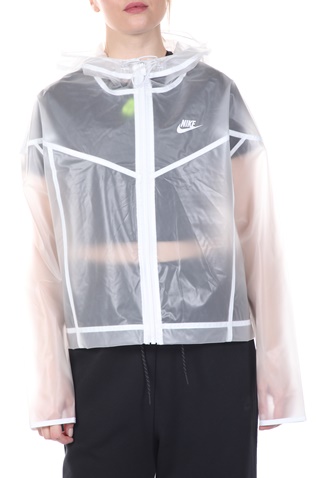 NIKE-Γυναικείο αδιάβροχο jacket NIKE NSW WR JKT TRANSPARENT λευκό