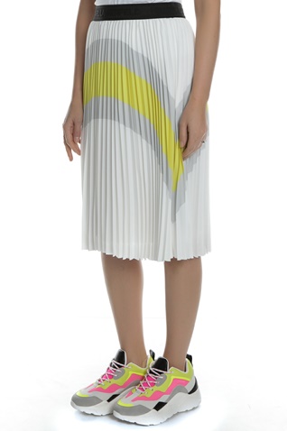 KARL LAGERFELD-Γυναικεία midi πλισέ φούστα KARL LAGERFELD Colourblock λευκή κίτρινη