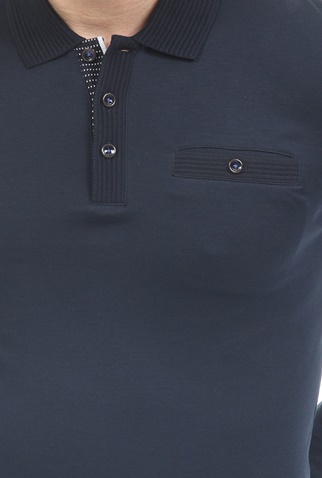 TED BAKER-Ανδρική polo μπλούζα TED BAKER SKELTER skelter Long sleeved Polo μπλε