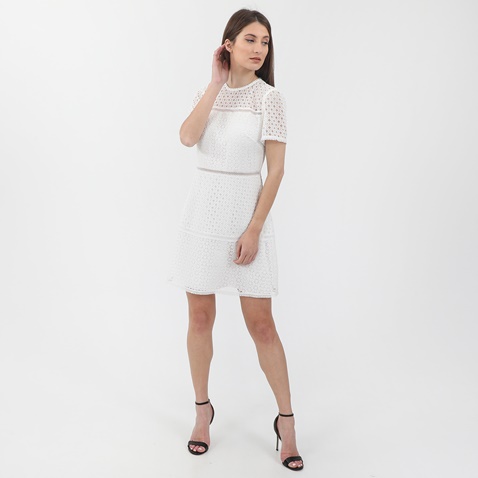 TED BAKER-Γυναικείο mini φόρεμα TED BAKER ALLARA λευκό