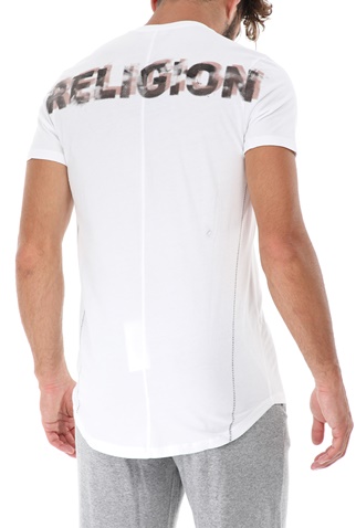 RELIGION-Ανδρικό t-shirt RELIGION HALFTONE SKELETON λευκό
