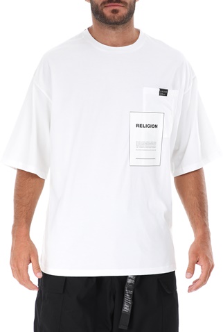 RELIGION-Ανδρικό t-shirt RELIGION OVER LAY λευκό