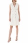 NENETTE-Γυναικείο mini αμάνικο φόρεμα NENETTE ANNABELLA ABITO DOPPIO λευκό