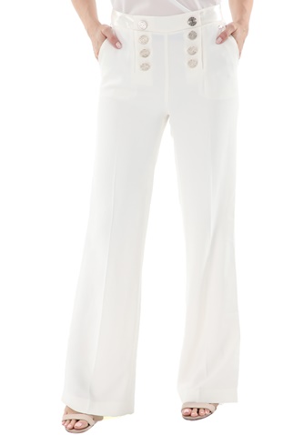 NENETTE-Γυναικείο παντελόνι NENETTE ENNA PANT ZAMPA VISCOSA STRETCH λευκό