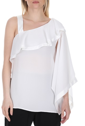 NENETTE-Γυναικεία μπλούζα με έναν ώμο NENETTE FLIA λευκή