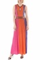 NENETTE-Γυναικείο maxi φόρεμα NENETTE TIARA MAGLIA PLISSE φούξια πορτοκαλί μπλε