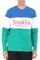 FRANKLIN & MARSHALL-Ανδρική μπλούζα FRANKLIN & MARSHALL Vintage Sportswear Color Block μπλε πράσινη