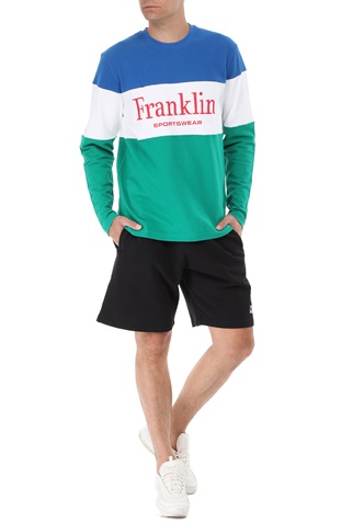 FRANKLIN & MARSHALL-Ανδρική μπλούζα FRANKLIN & MARSHALL Vintage Sportswear Color Block μπλε πράσινη