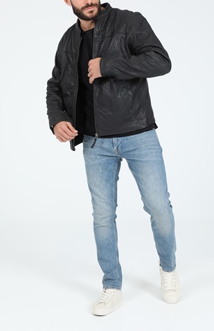 GABBA-Ανδρικό δερμάτινο jacket GABBA Benton Black Leather Jacket μαύρο