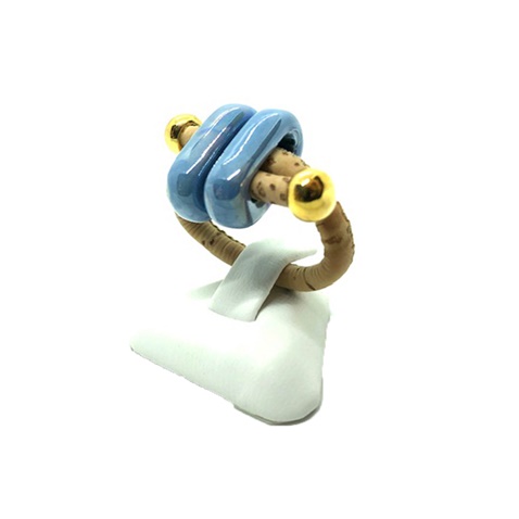 APOXYLO-Γυναικείο δαχτυλίδι APOXYLO 969 DOUBLE BLUE σμάλτο