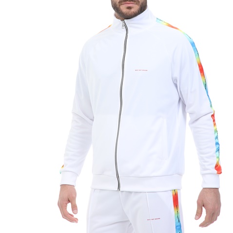 WHY NOT-Ανδρική φούτερ ζακέτα WHY NOT SWEAT MULTICOLOR λευκή