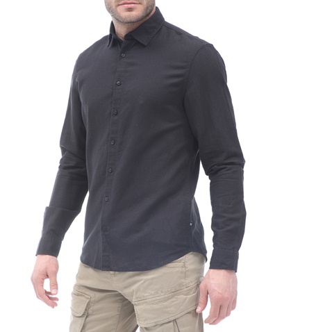 CR7-Ανδρικό πουκάμισο CR7 Long Sleeve Shirts-Regular μαύρο