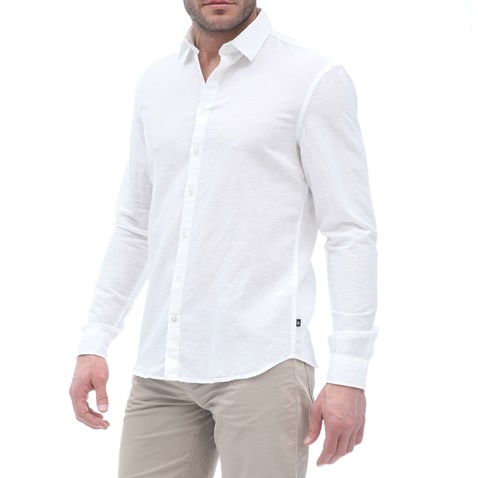 CR7-Ανδρικό πουκάμισο CR7 Long Sleeve Shirts-Regular λευκό