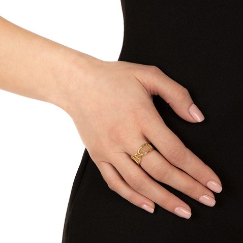FOLLI FOLLIE-Γυναικείο ασημένιο δαχτυλίδι FOLLI FOLLIE Style DNA επίχρυσο