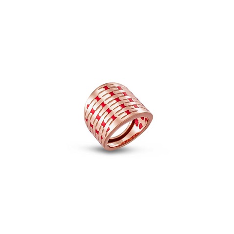 VOGUE-Γυναικείο ασημένιο φαρδύ δαχτυλίδι VOGUE ροζ χρυσό