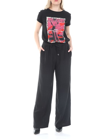 GUESS-Γυναικεία παντελόνα GUESS CLARA PANTS - ECO BACK SATIN μαύρη