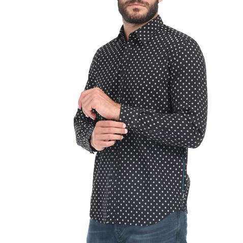 DIESEL-Ανδρικό πουκάμισο DIESEL S-JIROU μαύρο εκρού