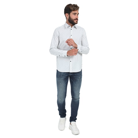 DIESEL-Ανδρικό πουκάμισο DIESEL S-JIROU λευκό μπλε