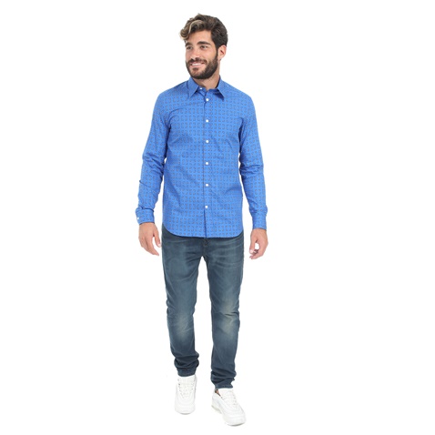 DIESEL-Ανδρικό πουκάμισο DIESEL S-AKURA μπλε