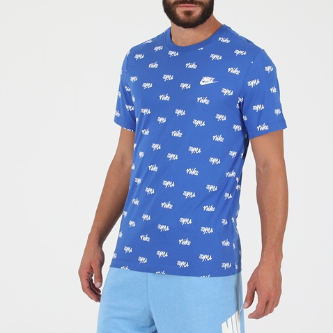 NIKE-Ανδρικό t-shirt NIKE NSW TEE PRINTED CLUB LBR μπλε λευκό