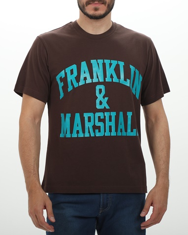 FRANKLIN & MARSHALL-Ανδρικό t-shirt FRANKLIN & MARSHALL JM3011.000.1000P01 καφέ