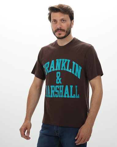 FRANKLIN & MARSHALL-Ανδρικό t-shirt FRANKLIN & MARSHALL JM3011.000.1000P01 καφέ