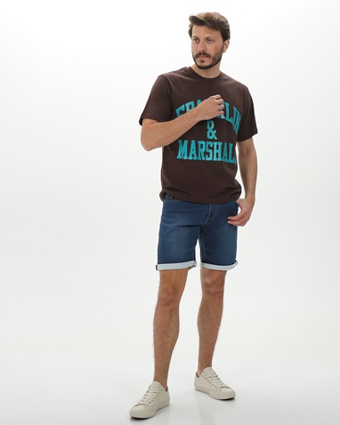 FRANKLIN & MARSHALL-Ανδρικό t-shirt FRANKLIN & MARSHALL JM3011.000.1000P01 καφέ