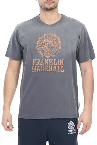 FRANKLIN & MARSHALL-Ανδρικό t-shirt FRANKLIN & MARSHALL SUPER VINTAGE GARMENT γκρι