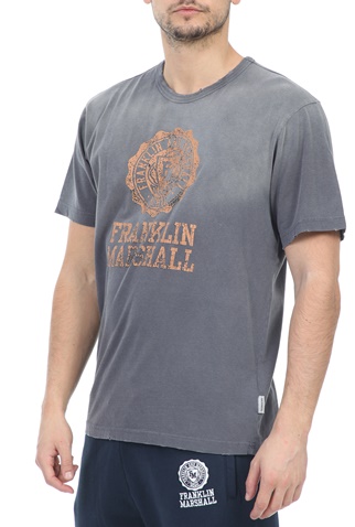 FRANKLIN & MARSHALL-Ανδρικό t-shirt FRANKLIN & MARSHALL SUPER VINTAGE GARMENT γκρι