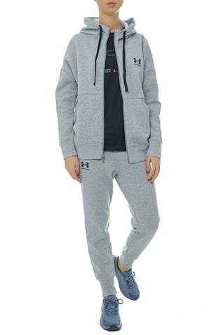 UNDER ARMOUR-Γυναικεία φούτερ ζακέτα UNDER ARMOUR 1356400 Rival Fleece FZ Hoodie γκρι