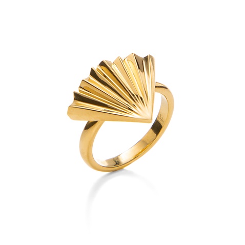 FOLLI FOLLIE-Γυναικείο δαχτυλίδι FOLLI FOLLIE Pleats Bliss από επιχρυσωμένο ορείχαλκο